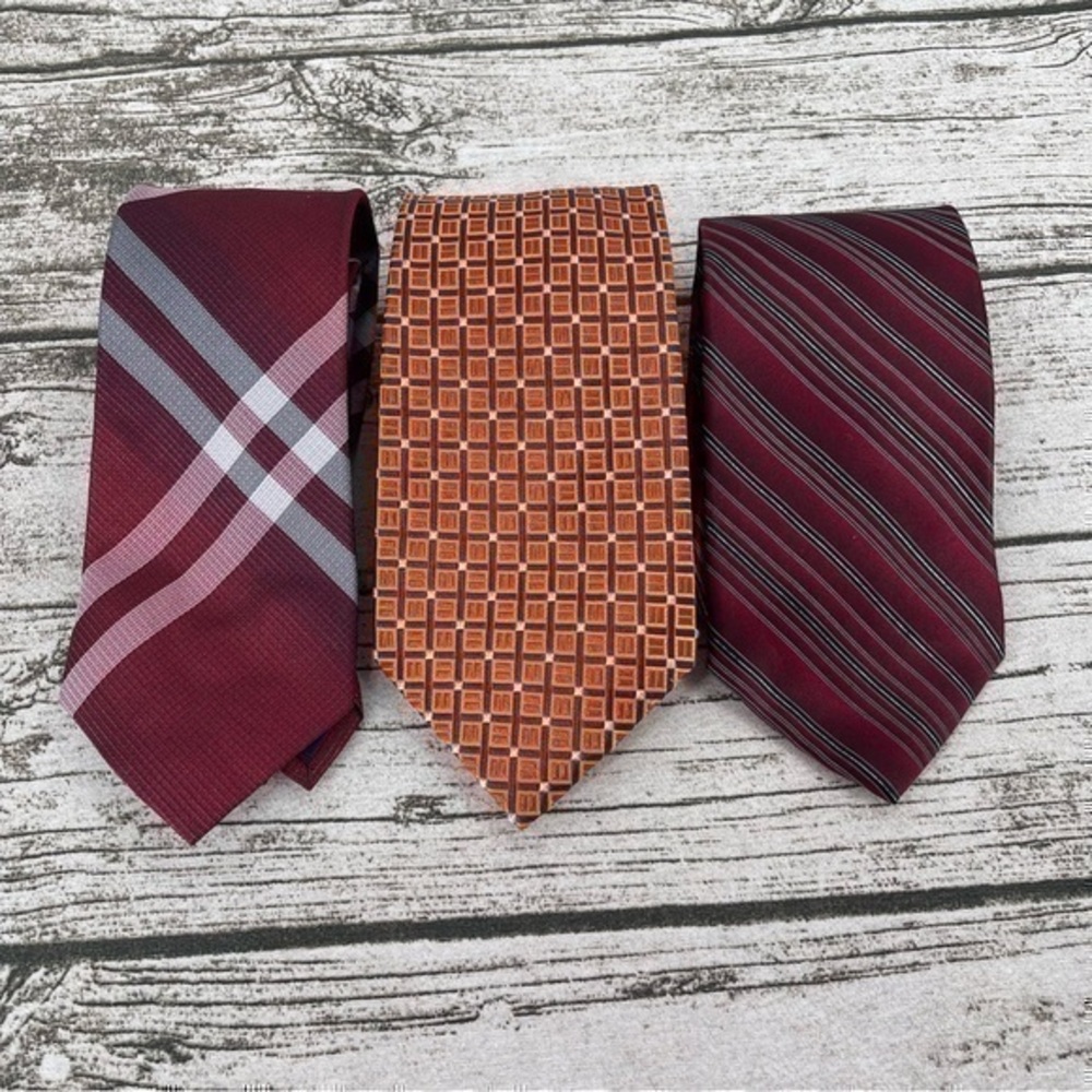 Stafford Bundle Men’s silk tie plaid striped bundle of 3